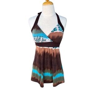 VTG Tie Dye Halter Babydoll Top 90s Y2K Flowy Fairy Whimsy Festival Small GUC